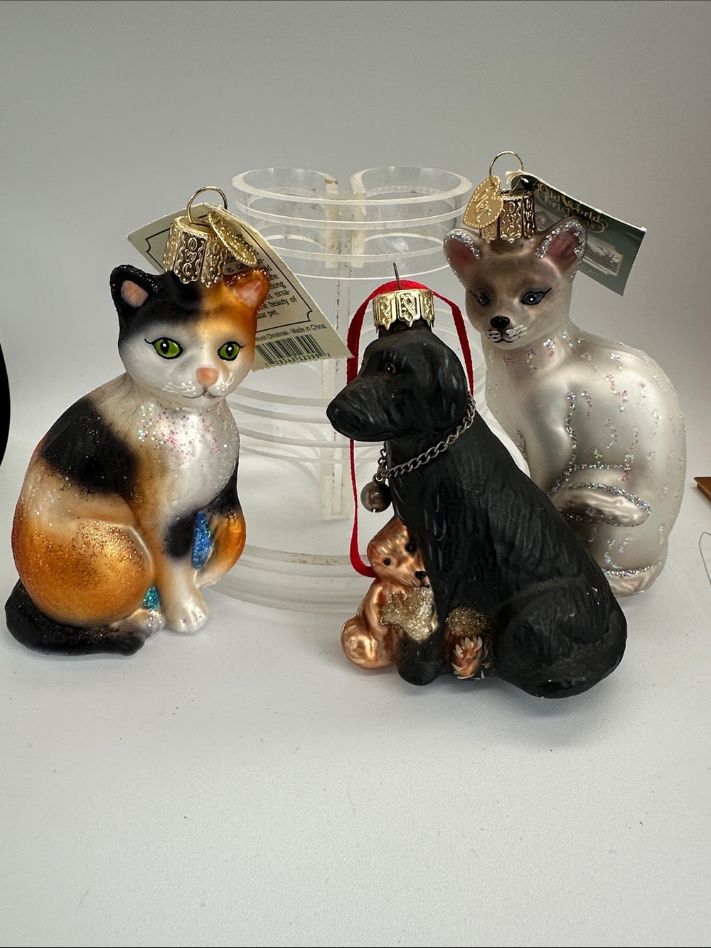 Old world Christmas Glass 2 Cat and 1 Dog Ornament Set🐈⬛ 🐈🐾